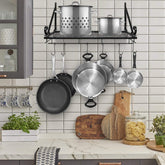 Wall Mounted Pot Rack with Hooks